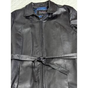 W, Black Leather Lined Coat, XL,